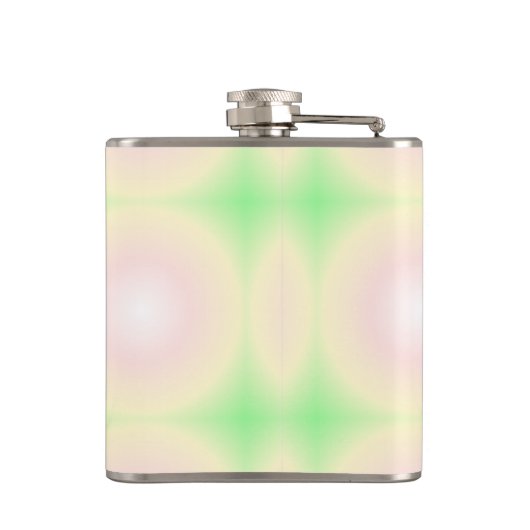 Weiße grüne Rose Weißes 3D-Lichtbogenmuster Flachmann (Rückseite)