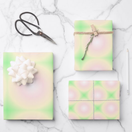 Weiße grüne Rose Weißes 3D-Lichtbogenmuster Geschenkpapier Set (Vorderseite)