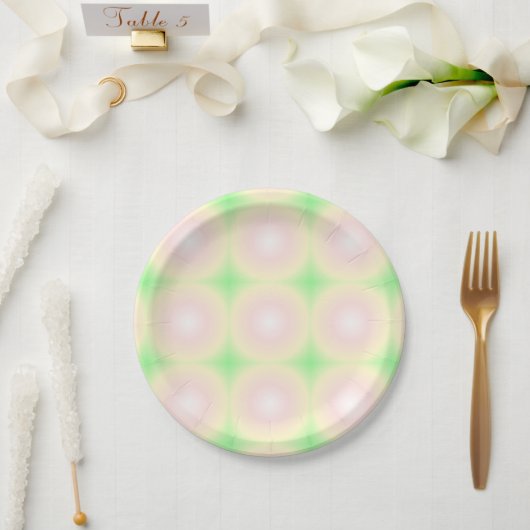 Weiße grüne Rose Weißes 3D-Lichtbogenmuster Pappteller (Hochzeit)