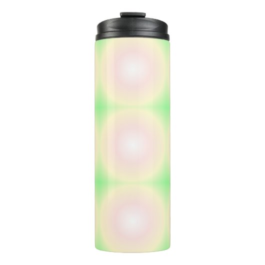 Weiße grüne Rose Weißes 3D-Lichtbogenmuster Thermosbecher (Vorderseite)