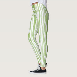 Weiße Grüne Streifen Leggings