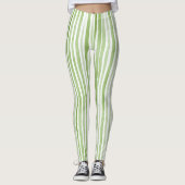 Weiße Grüne Streifen Leggings (Vorderseite)