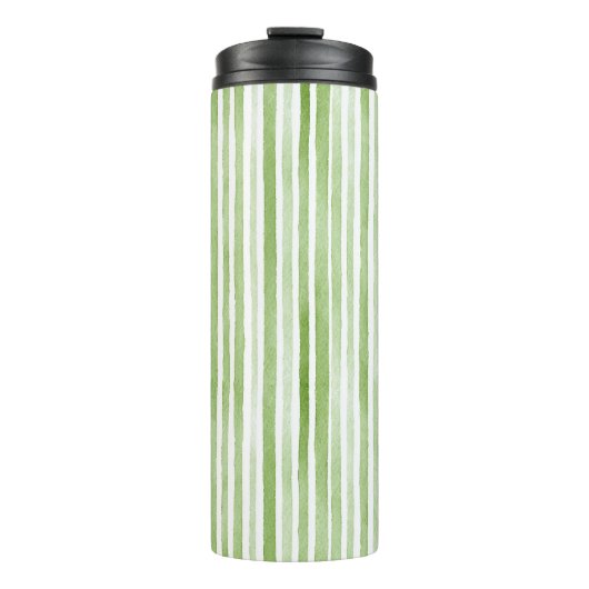 Weiße Grüne Streifen Thermosbecher (Vorderseite)