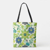 Weiße grüne und blaue Blumen-Tasche Tasche (Rückseite)