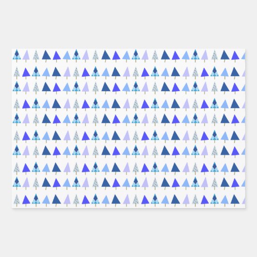 Weiße, grüne und blaue Weihnachtsbaumen Geschenkpapier Set (Vorderseite 3)