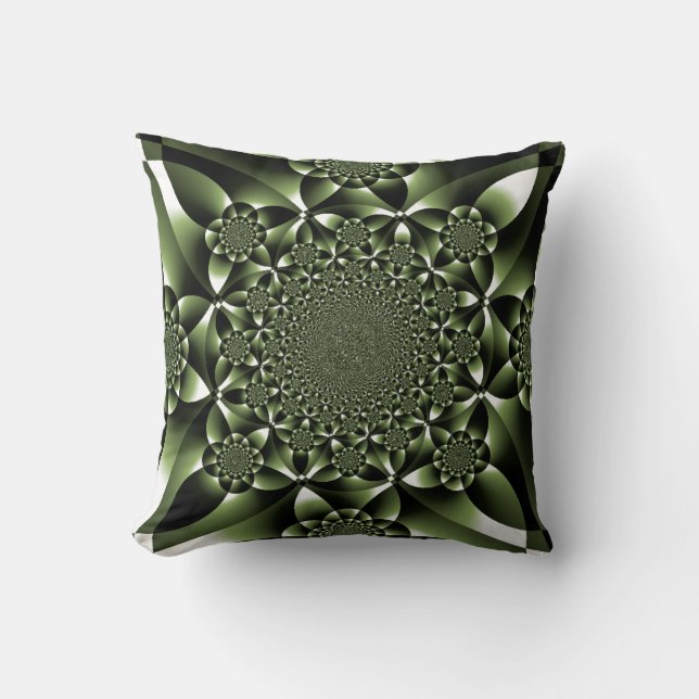 Weiße Grüne Wald Blatt Blütenblätter Kissen (Vorderseite)