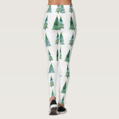 Weiße grüne Wasserfarbe Winterbaum Weihnachten Leggings (Rückseite)