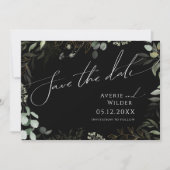 Weiße Grünflächen Schwarz und Gold Horizontal Save The Date (Vorderseite)