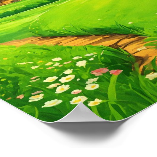 Weiße Grüngraslandschaft Poster (Ecke)