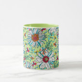 Weiße Grünpflanzen Gelborange Rote Daisy Blume Tasse (Zentrum)