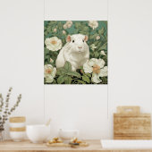 Weiße Guinea Pig Blumenhintergrund Poster (Küche)