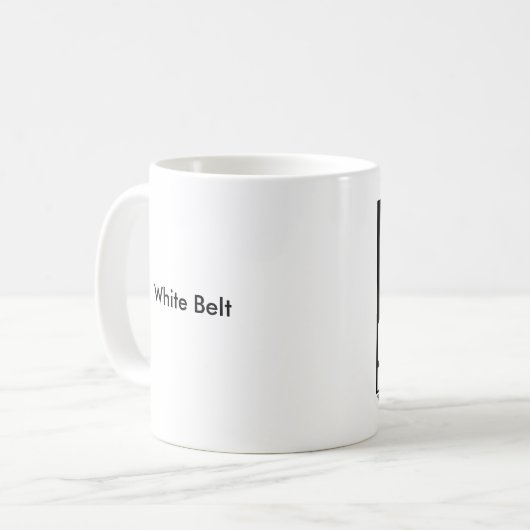 Weiße Gurt-Mager-Maschinen-Tasse Kaffeetasse (Vorderseite Links)