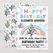 Weiße Hai-Geburtstagseinladung Einladung (Vorne/Hinten)