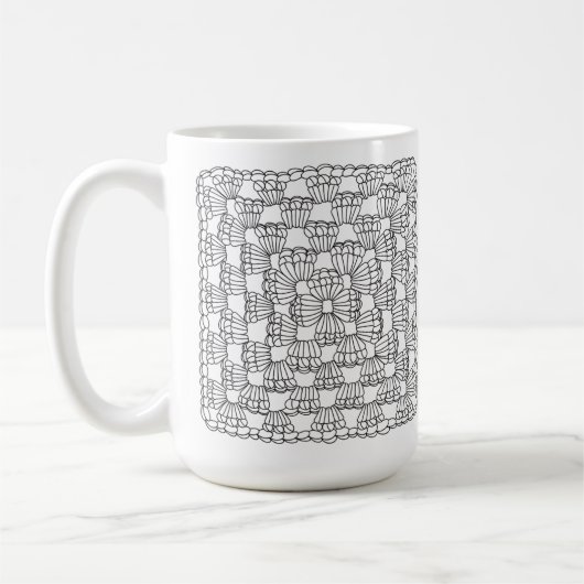 Weiße Häkel-Oma-Quadrat-Kaffeetasse Kaffeetasse (Links)