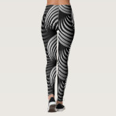 Weiße Hälfte wirbeln auf schwarzem Hintergrund Leggings (Rückseite)