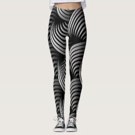 Weiße Hälfte wirbeln auf schwarzem Hintergrund Leggings