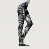 Weiße Hälfte wirbeln auf schwarzem Hintergrund Leggings (Rechts)