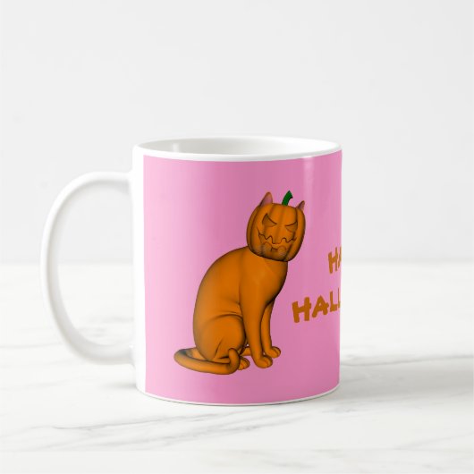 Weiße Halloween-Katze Kaffeetasse (Links)