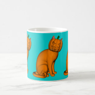 Weiße Halloween-Katze Kaffeetasse