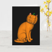 Weiße Halloween-Katze Karte (Gelbe Blume)