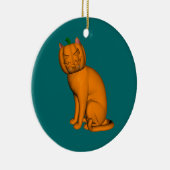 Weiße Halloween-Katze Keramik Ornament (Rechts)