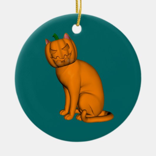 Weiße Halloween-Katze Keramik Ornament (Vorne)