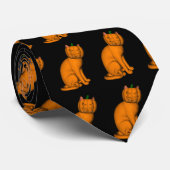 Weiße Halloween-Katze Krawatte (Gerollt)