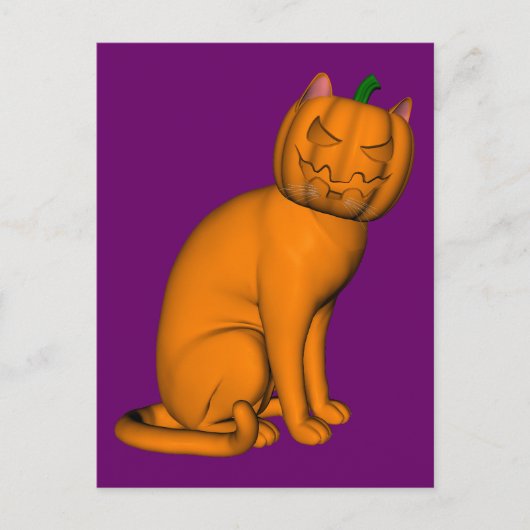 Weiße Halloween-Katze Postkarte (Vorderseite)