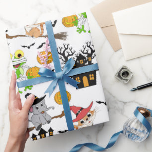 Weiße Halloween-Szene Geschenkverpackungspapier De Geschenkpapier