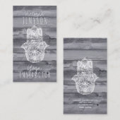 Weiße Hamsa Hand des hölzernen Yogalehrers Fatima Visitenkarte (Vorne/Hinten)