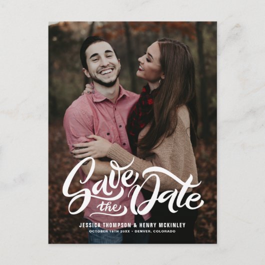 Weiße Hand Foto-Overlay Ankündigungspostkarte (Vorderseite)