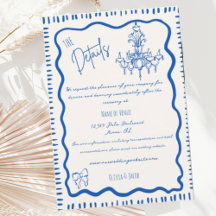 Weiße Hand gezeichnet Blue Bow Wavy Hochzeitdetail