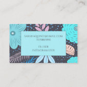 Weiße Hand gezeichnet Blumenrosa Türkis Doula Visitenkarte (Rückseite)