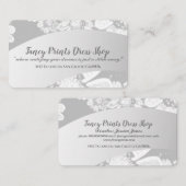 Weiße Hand gezeichnet Blütensilbergraue Visitenkarte (Vorne/Hinten)