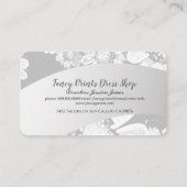 Weiße Hand gezeichnet Blütensilbergraue Visitenkarte (Rückseite)