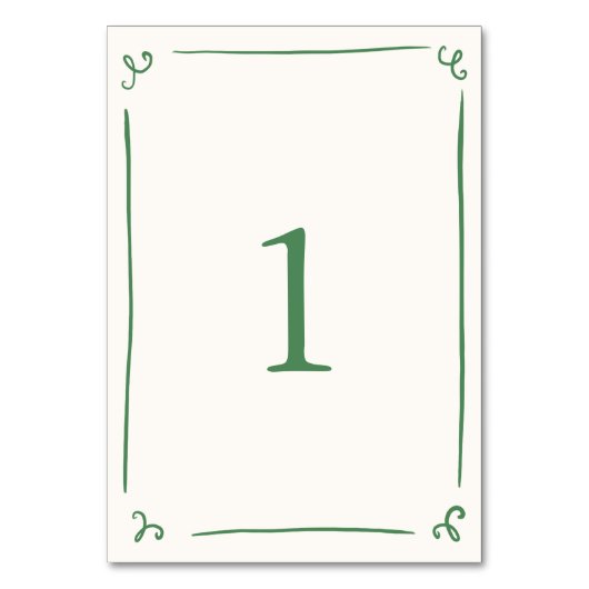 Weiße Hand grün Tischnummer (Vorderseite)