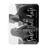 Weiße handgeschriebene Script-Fotos Save the Date Magnet (Vertikal)