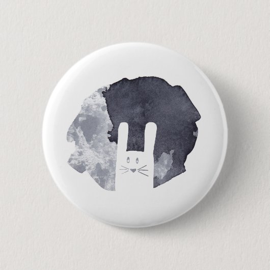 Weiße Häschen-Silhouette Button (Vorderseite)
