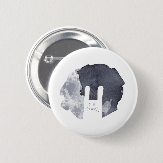 Weiße Häschen-Silhouette Button (Vorne & Hinten)