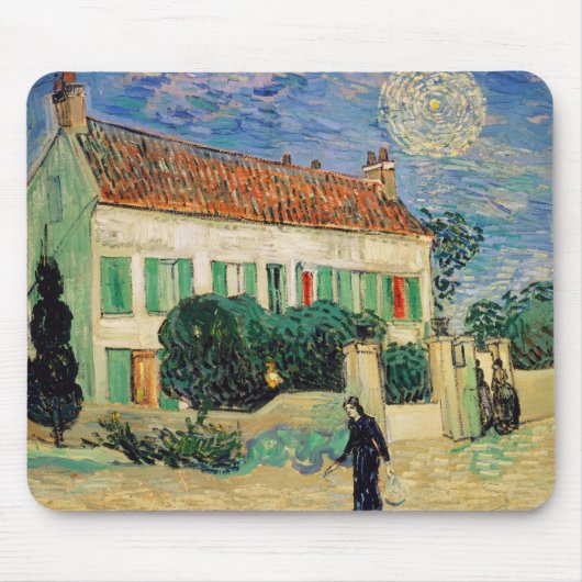 Weiße Hausnacht Van Gogh Mousepad (Vorne)
