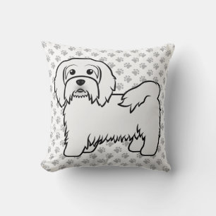Weiße Havanese Cartoon-Hund-Illustration & Pfoten Kissen