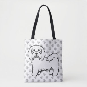 Weiße Havanese Cartoon-Hund-Illustration & Pfoten Tasche