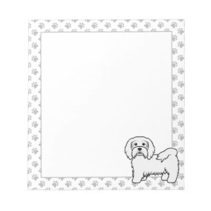 Weiße Havanese süße Cartoon-Hund-Illustration Notizblock