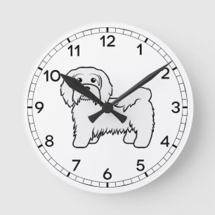 Weiße Havanese süße Cartoon-Hund-Illustration Runde Wanduhr