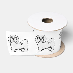 Weiße Havanese süße Cartoon-Hund-Illustration Satinband