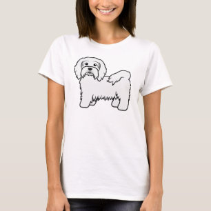 Weiße Havanese süße Cartoon-Hund-Illustration T-Shirt