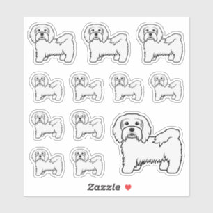 Weiße Havanese Süße Cartoon-Hunde-Illustrationen Aufkleber