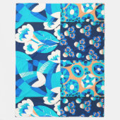 WEIßE HAWAI-BLAUE BLUMEN KÜHNE FLORALE PATCHWORK FLEECEDECKE (Vorderseite)