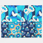 WEIßE HAWAI-BLAUE BLUMEN KÜHNE FLORALE PATCHWORK FLEECEDECKE (Vorderseite (Horizontal))