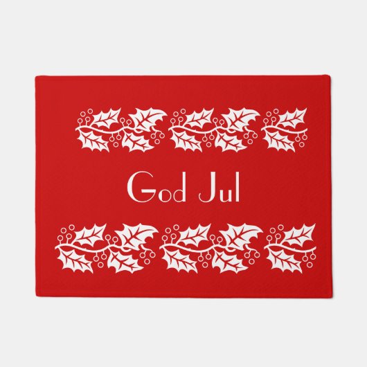 Weiße Heilige in rot - Gott Jul Fußmatte (Vorderseite)